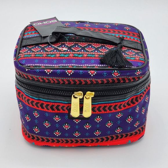 Soho Beauty Paisley Red Purple Makeup Storage Bag - Picture 2 of 12